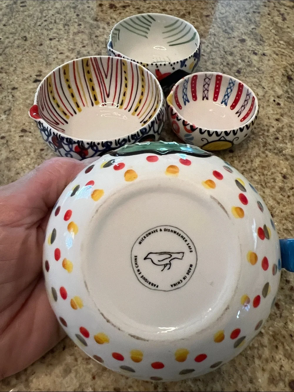 Hand-Painted Ceramic Measuring Cups - Colorful Set